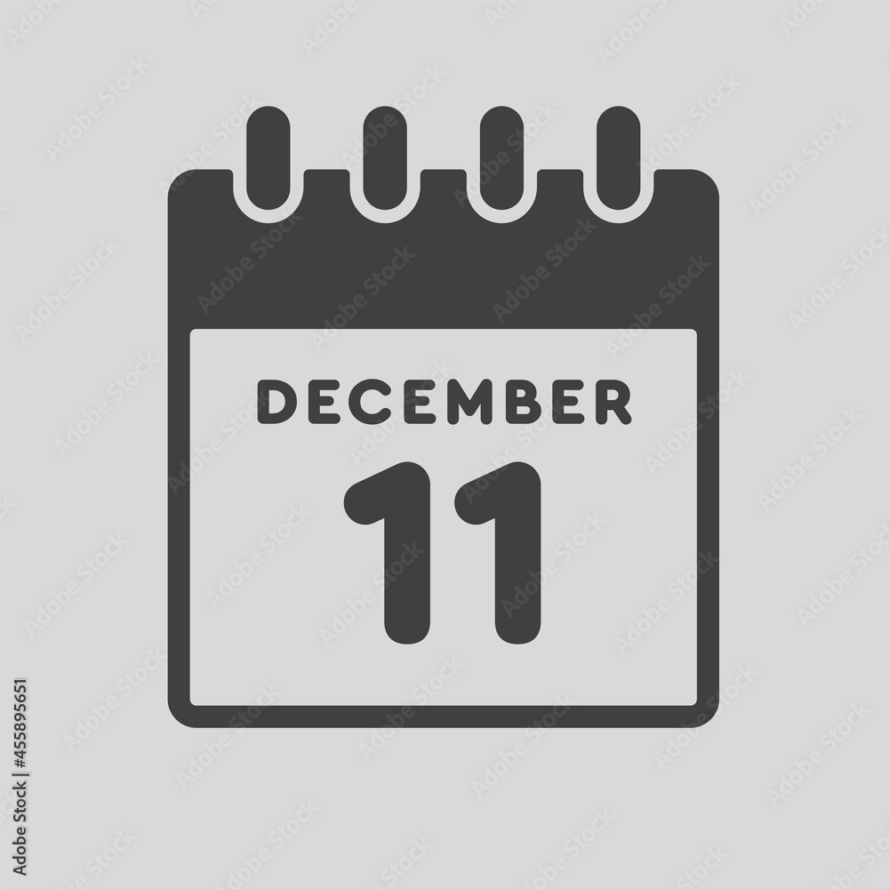 Icon day date 11 December, template calendar page