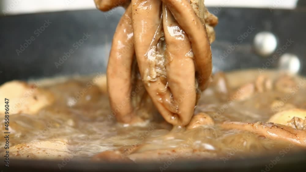 Boiling pork intestines with five-spice powder or Pa-lo, Thai famous food Boiling pork intestines with five-spice powder or Pa-lo, Thai famous food