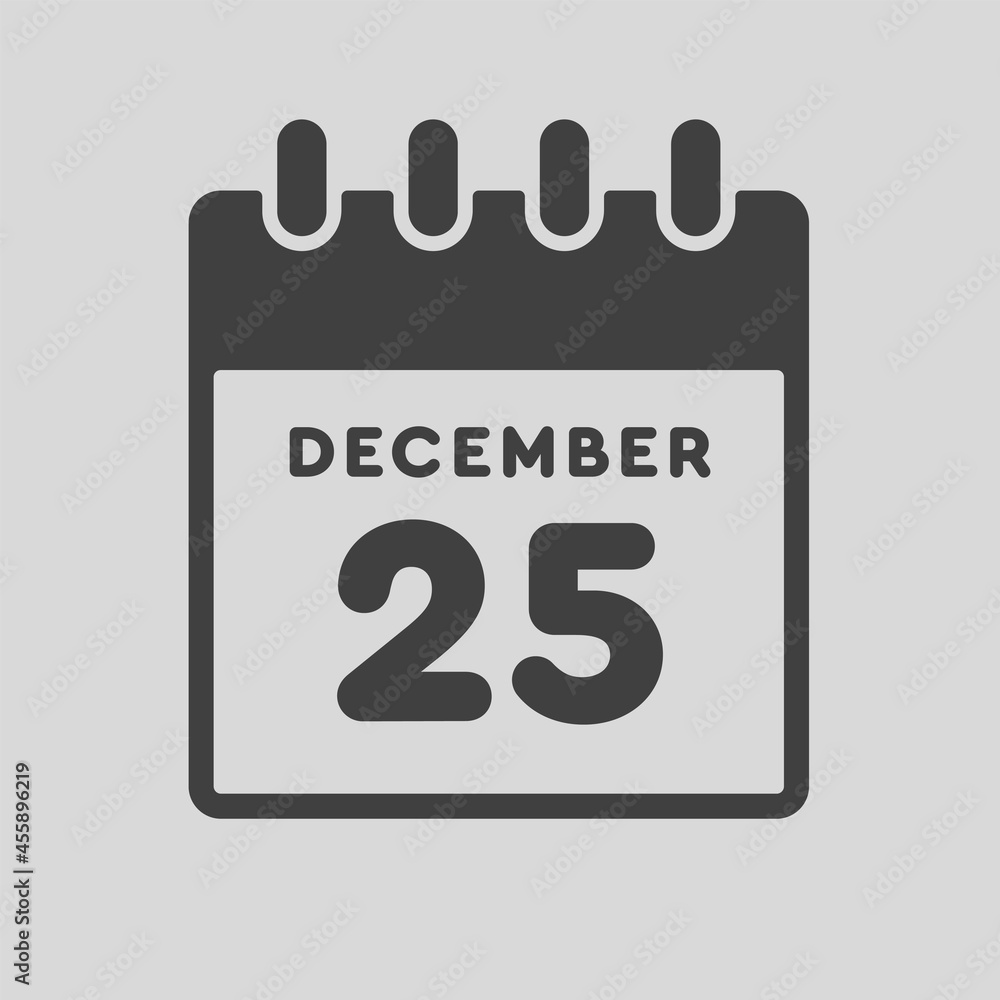 Icon day date 25 December, template calendar page Icon day date 25 December, template calendar page