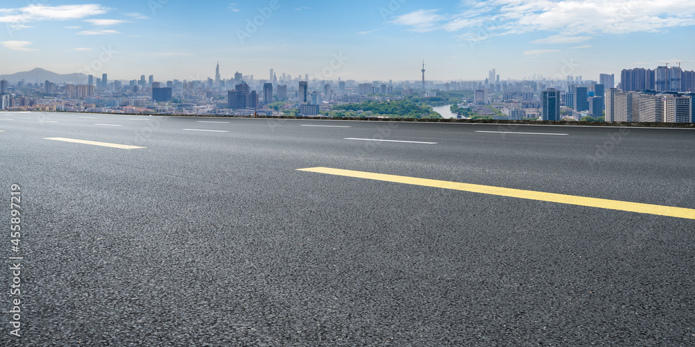 Road ground and urban architectural landscape Road ground and urban architectural landscape