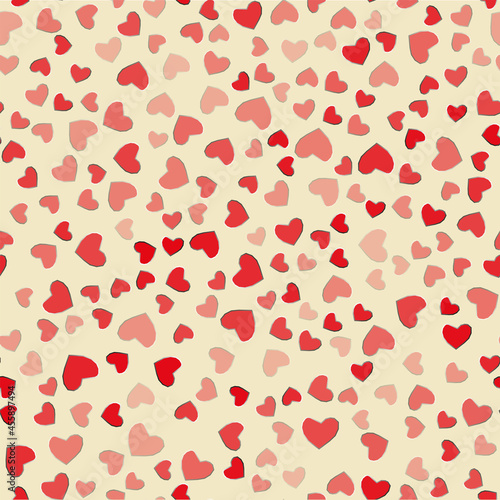Seamless pattern witn red hearts on white. Vector