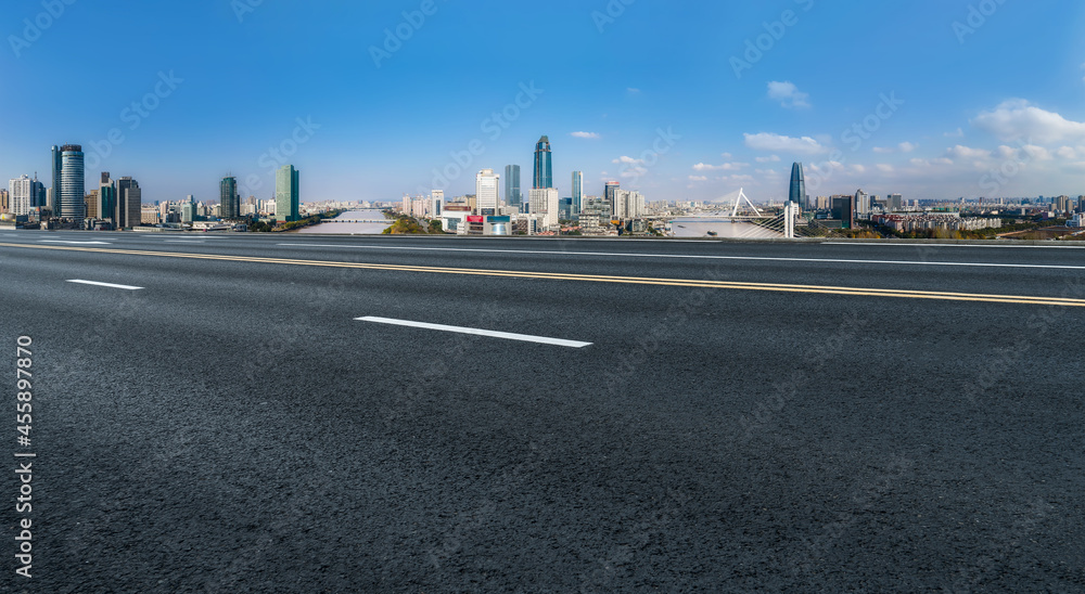 Road ground and urban architectural landscape Road ground and urban architectural landscape