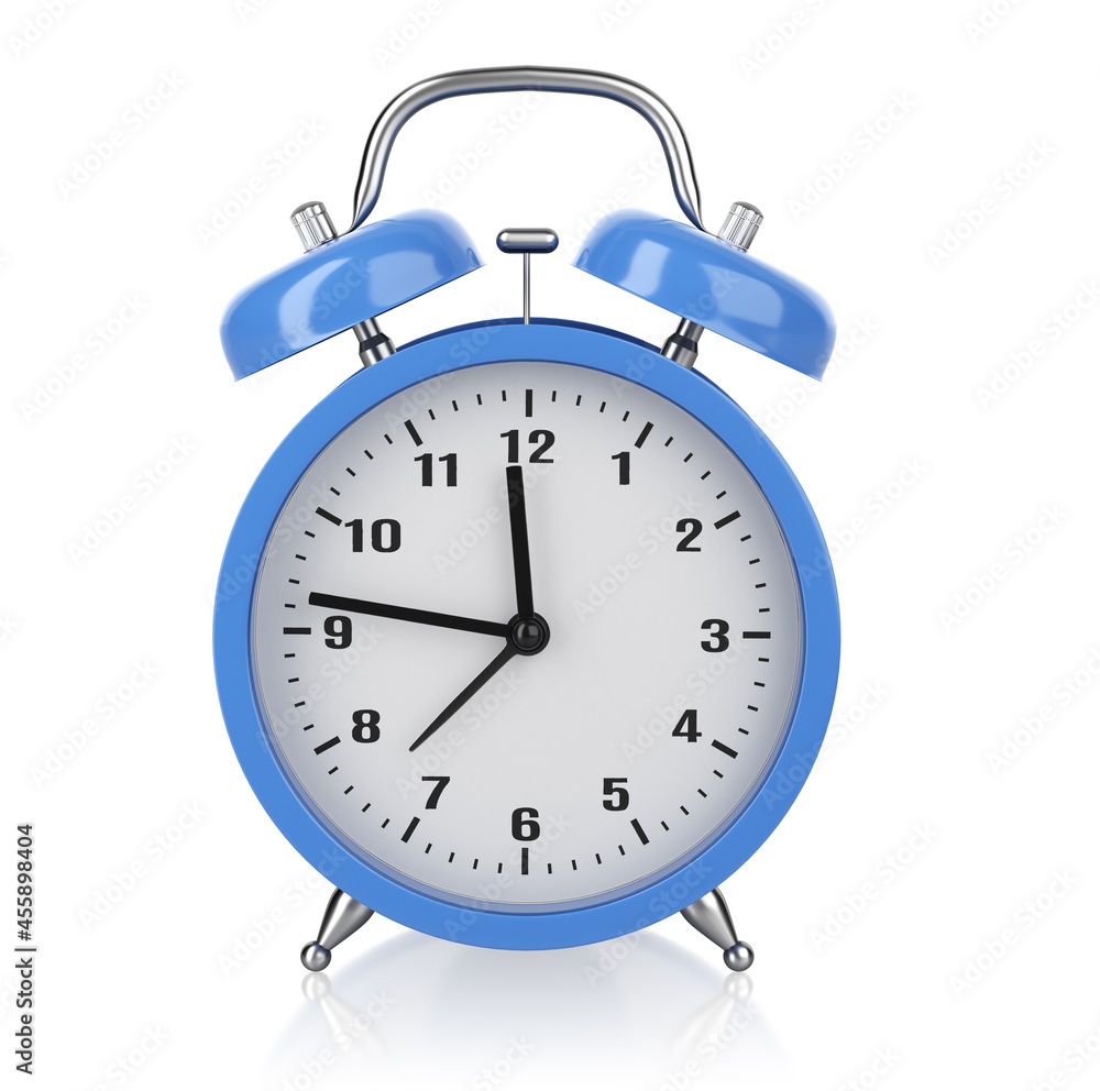 Blue Alarm clock isolated on white background Blue Alarm clock isolated on white background