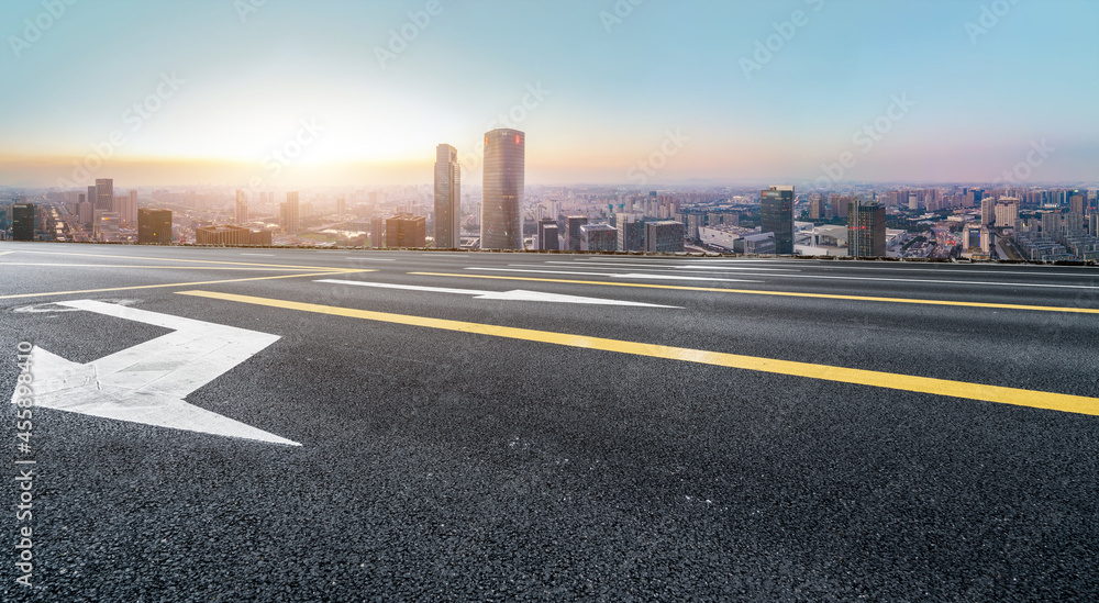 Road ground and urban architectural landscape Road ground and urban architectural landscape