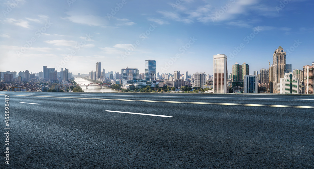 Road ground and urban architectural landscape Road ground and urban architectural landscape