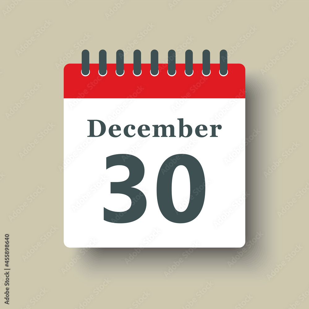 Icon day date 30 December, template calendar page Icon day date 30 December, template calendar page
