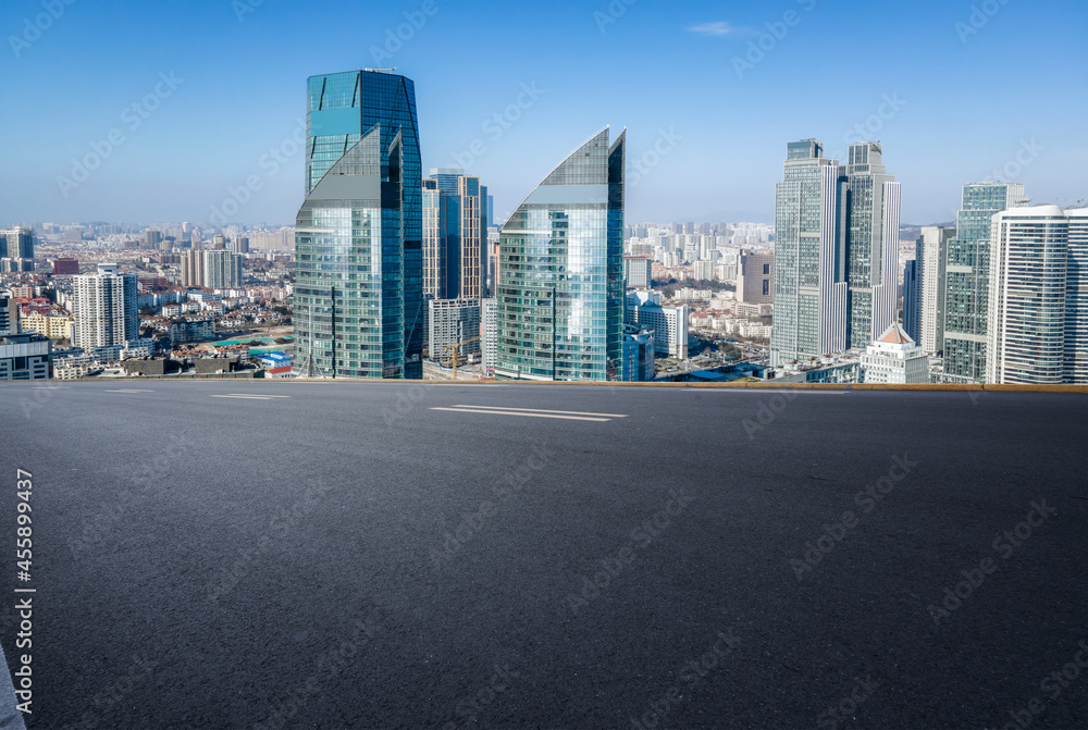 Road ground and urban architectural landscape Road ground and urban architectural landscape