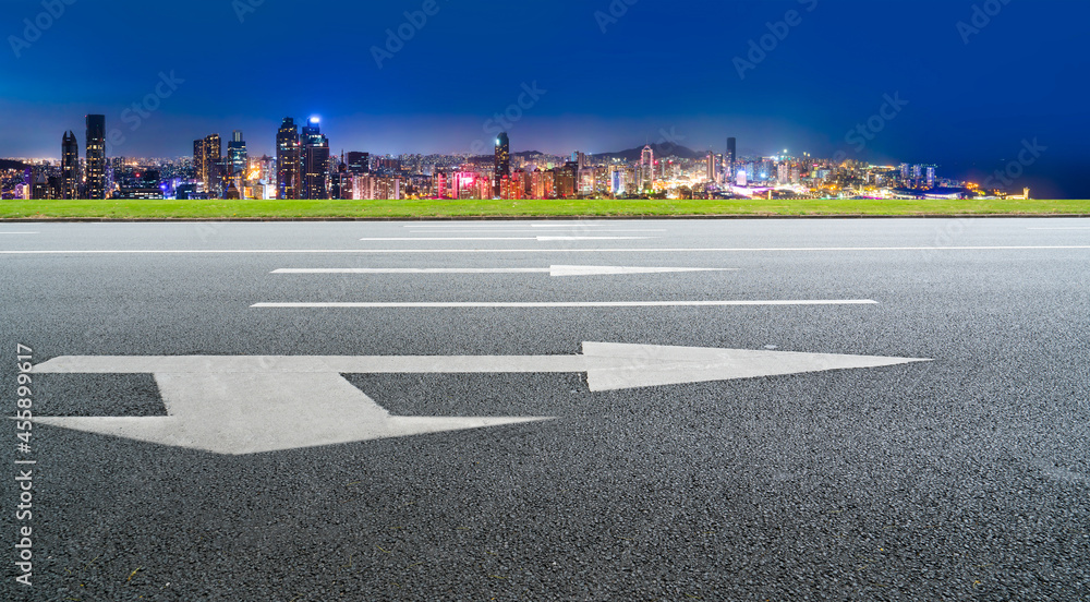 Fototapeta premium Road ground and urban architectural landscape