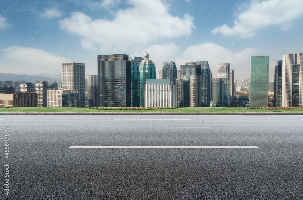 Road ground and urban architectural landscape Road ground and urban architectural landscape