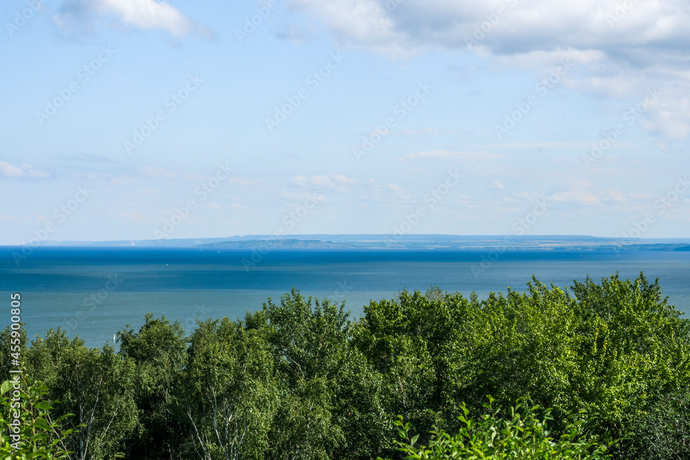 endless expanses of fresh water in the Volga River in the city of Ulyanovsk, view from the shore endless expanses of fresh water in the Volga River in the city of Ulyanovsk, view from the shore