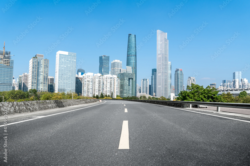 Road ground and urban architectural landscape Road ground and urban architectural landscape