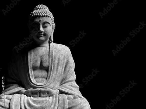Tableau sur toile 3d rendering of chinese stone bodhisattva in the dark background Chinese god