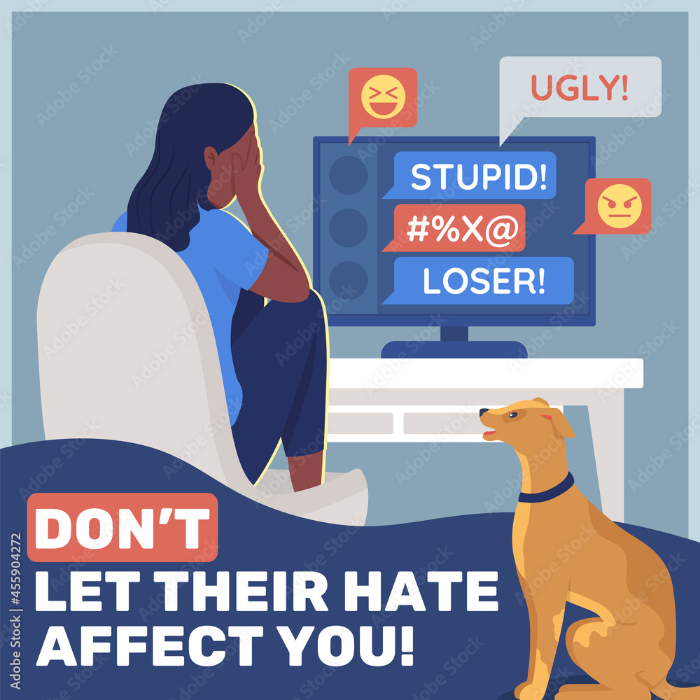 Anti cyberbullying social media post mockup. Do not let their hate ...