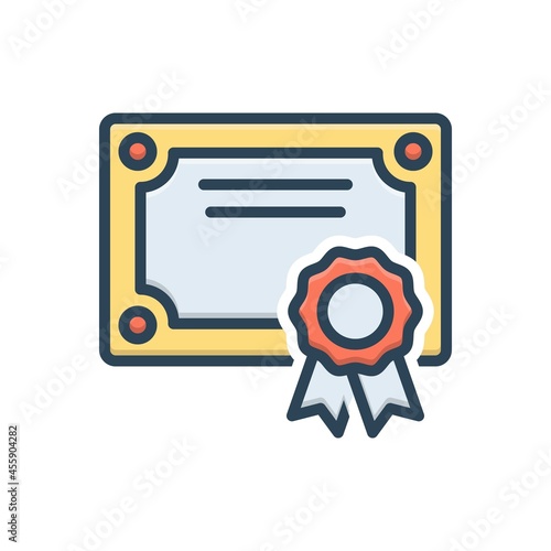 Color illustration icon for certificate