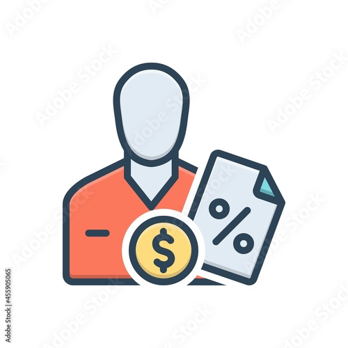 Color illustration icon for imposed