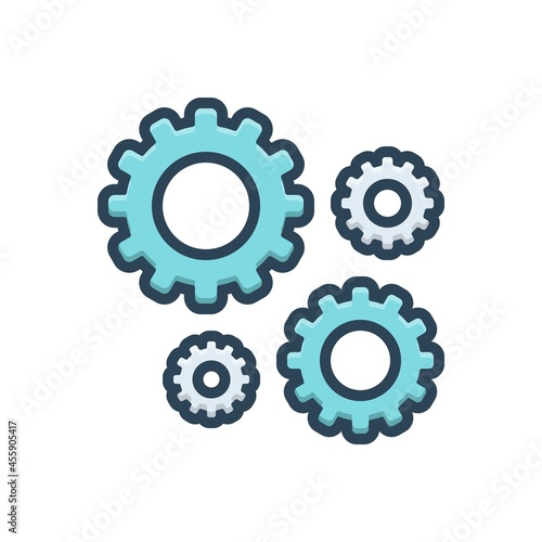 Color illustration icon for gear