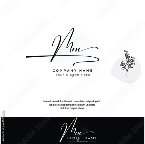 M M MM Initial letter handwriting and signature logo. Beauty vector initial logo .Fashion, boutique, floral and botanical	
