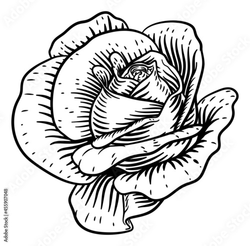 Rose Flower Vintage Woodcut...