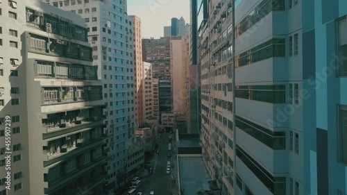 drone footage of city skyscrapers
