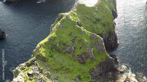 Flying above the Cobblers Tower at Glenlough bay between Port and Ardara in County Donegal is Irelands most remote bay photo
