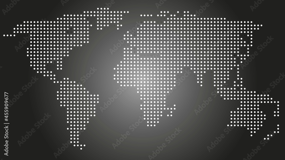 White dots vector world map with dark gray background, globe, travel, destinations, worldmap, international vector stock illustration White dots vector world map with dark gray background, globe, travel, destinations, worldmap, international vector stock illustration