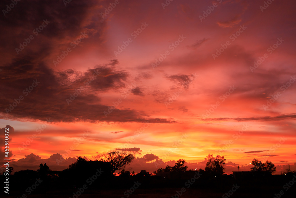 The colorful sky is beautiful in the evening. The colorful sky is beautiful in the evening.