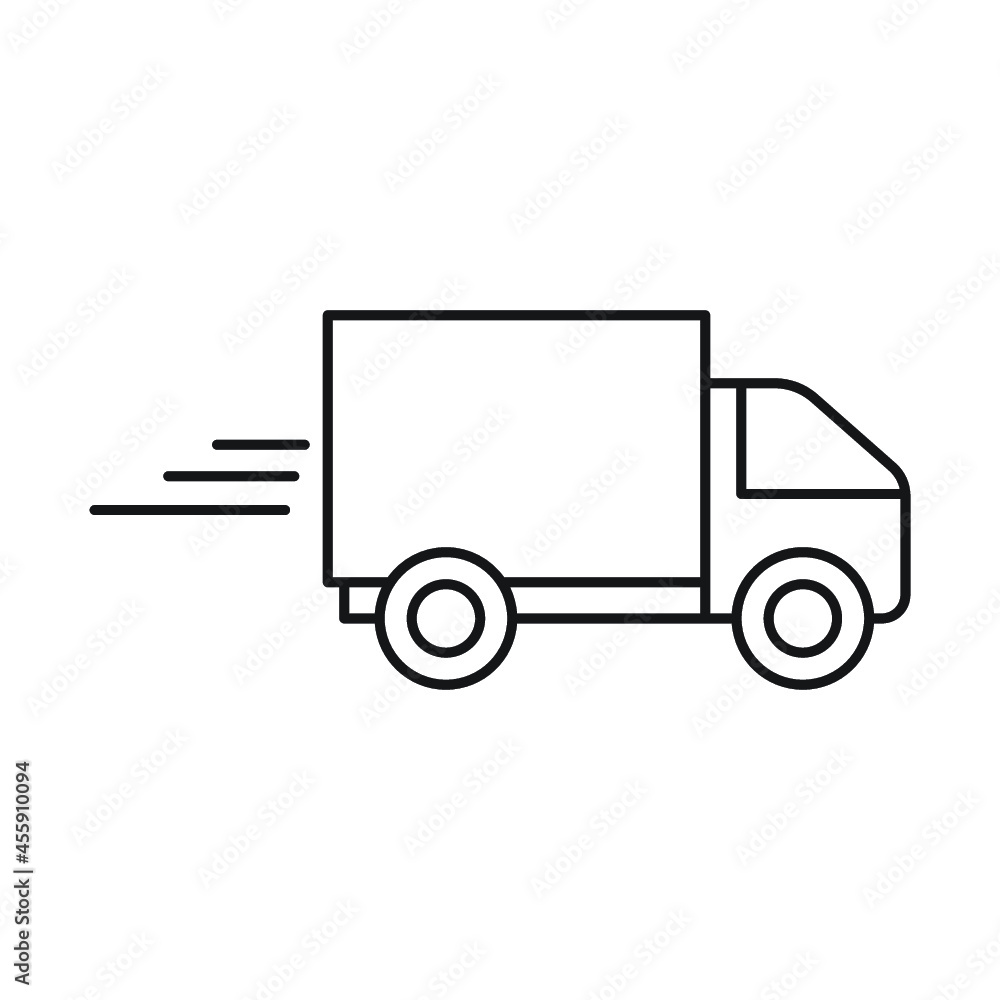 Fast Moving Shipping Delivery Truck Line Art Icon for Transportation