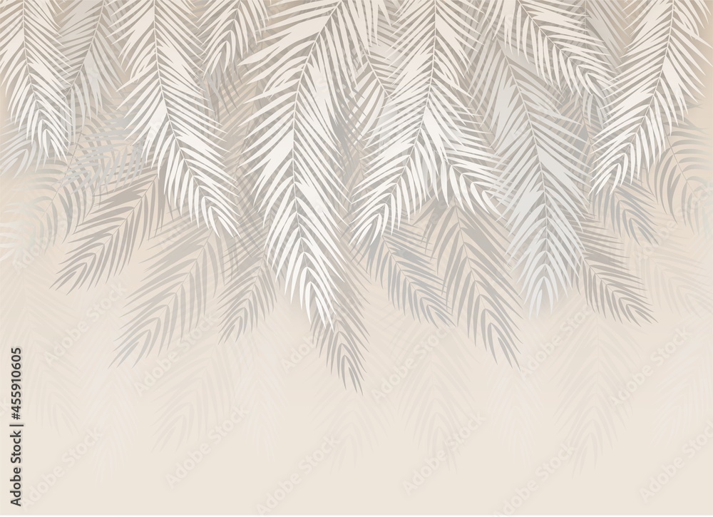 custom made wallpaper toronto digitalPalm leaves, palm branches, abstract drawing, tropical leaves.