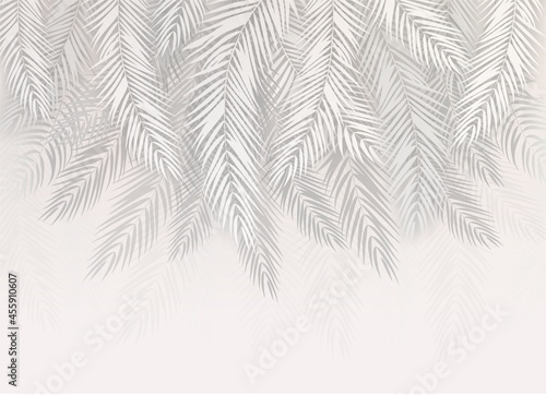Fototapeta Naklejka Na Ścianę i Meble -  Palm leaves, palm branches, abstract drawing, tropical leaves.