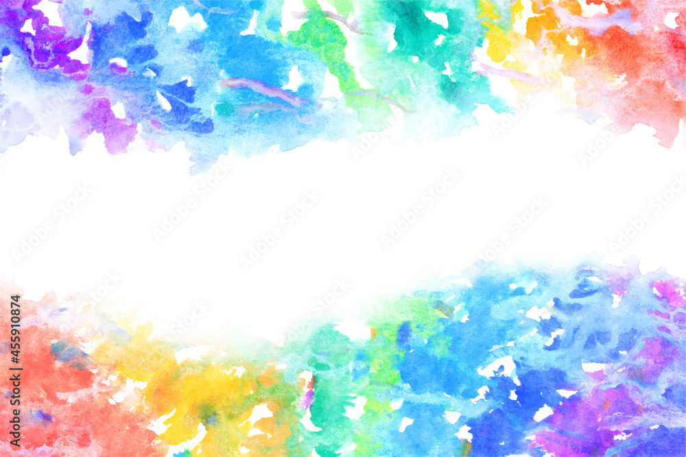 Fototapeta premium 空 雲 虹 水彩 ベクター 背景