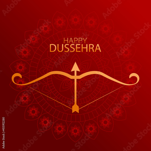 Happy Dussehra festival card with gold arrow ,Vector Illustration.