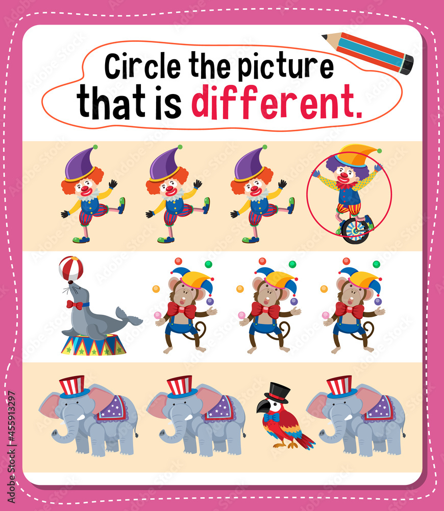 Circle the picture that is different activity for kids