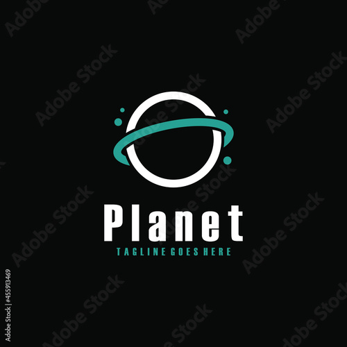 Simple Cosmic Planet Saturnus Symbol Vector Logo Design