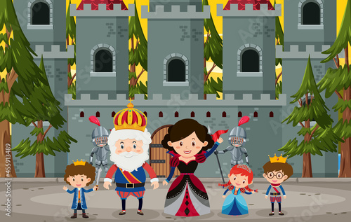 Medieval historical castle with royal family