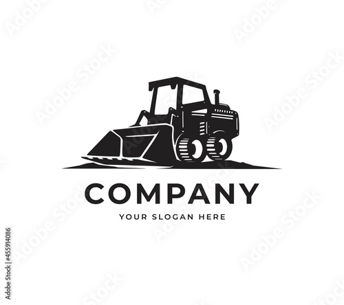 Big backhoe logo Vector Logo Design. Modern Technology Equipment Excavating Logo Design