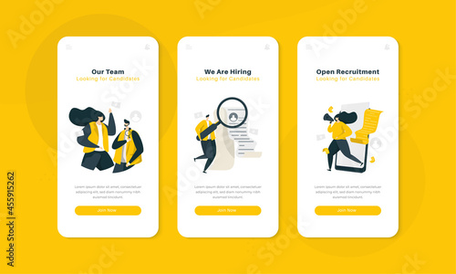 Join us and open recruitment illustration on onboard screen user interface concept