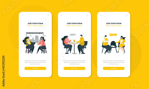 Job interview illustration on onboard screen interface concept