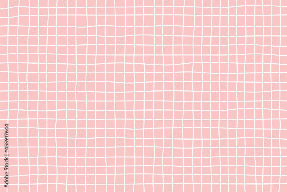 Hand drawn grid pattern background on a pink background with pastel