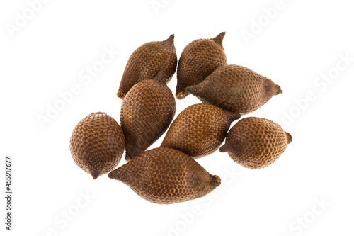 snake fruit with brown herring fruit on isolated background