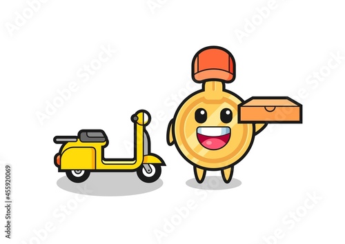 Character Illustration of key as a pizza deliveryman