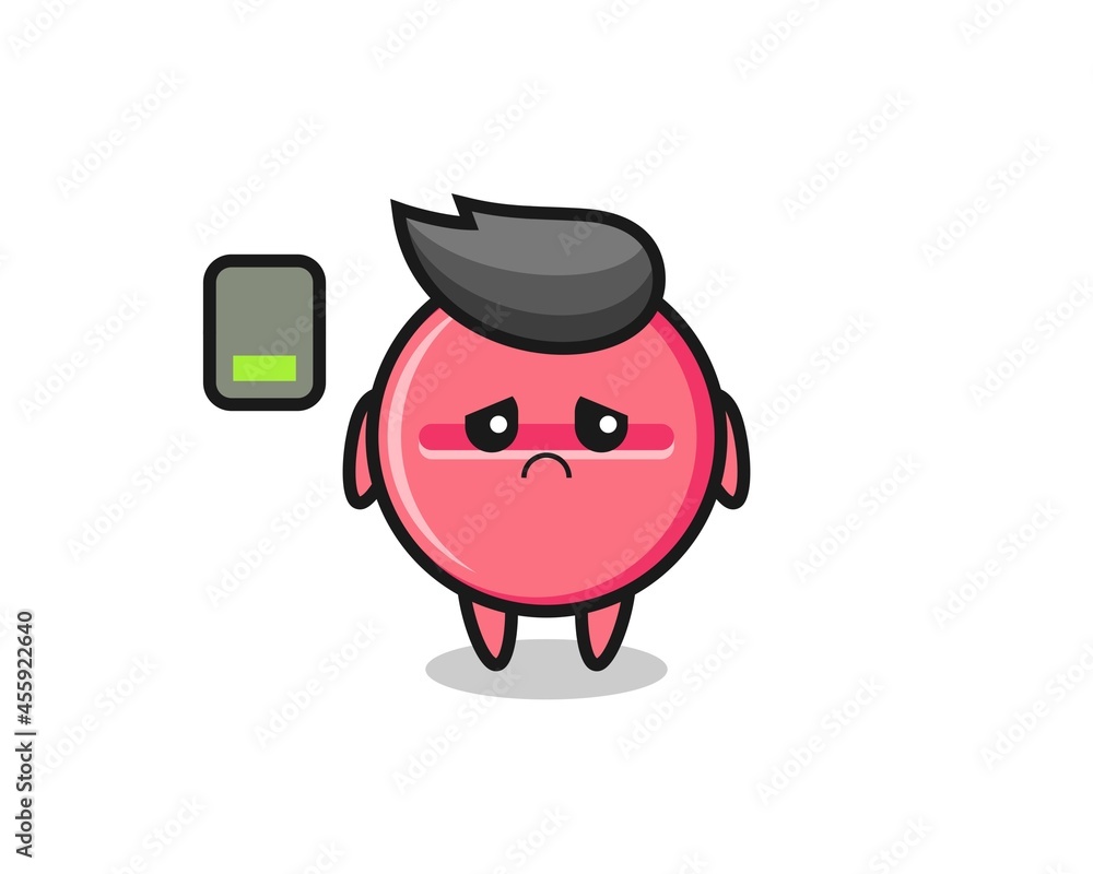medicine tablet mascot character doing a tired gesture medicine tablet mascot character doing a tired gesture