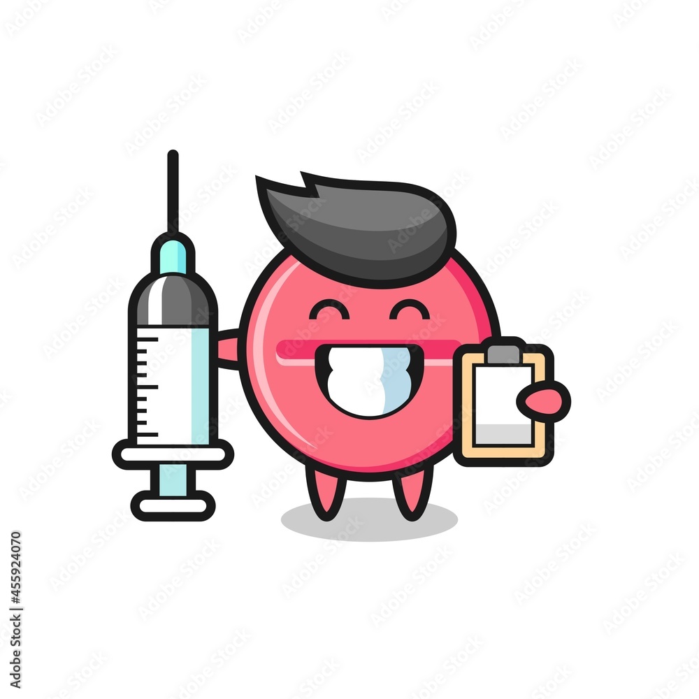 Fototapeta premium Mascot Illustration of medicine tablet as a doctor