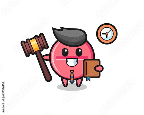 Mascot cartoon of medicine tablet as a judge