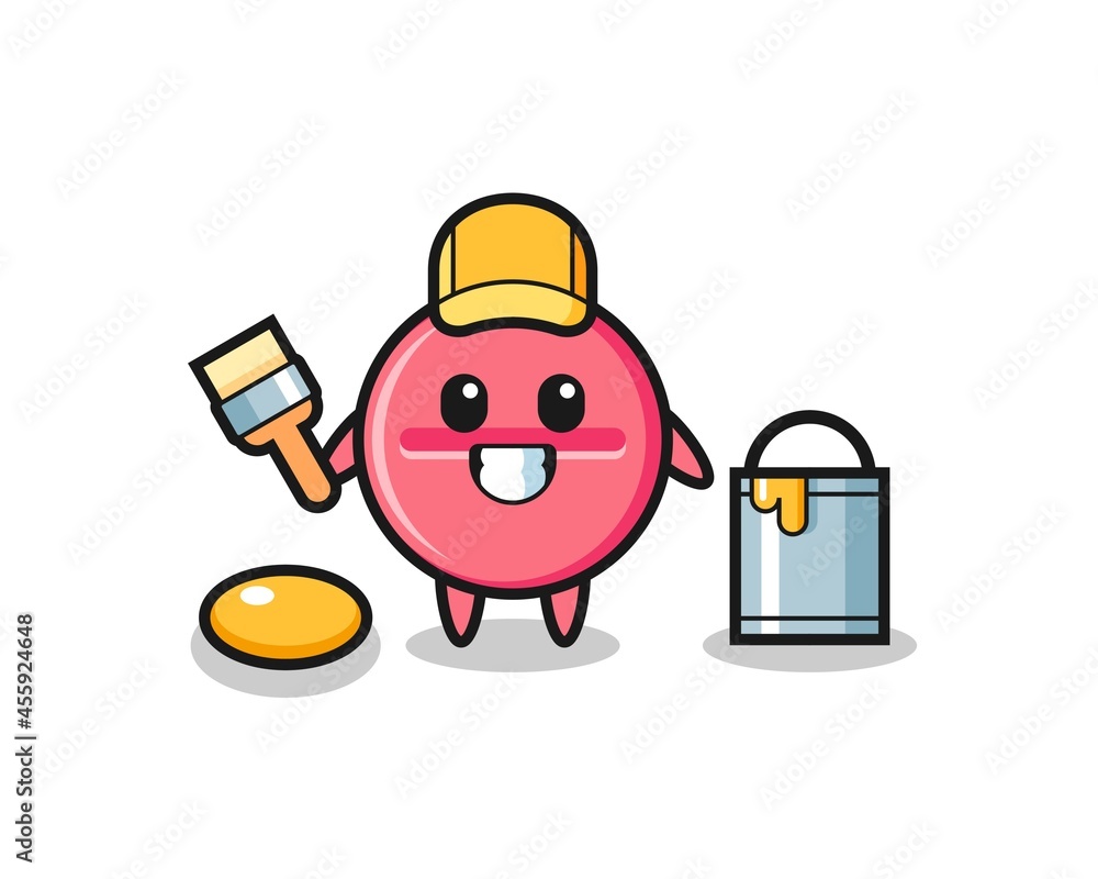 Fototapeta premium Character Illustration of medicine tablet as a painter