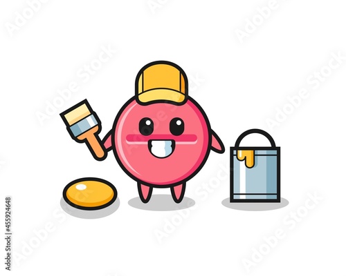 Character Illustration of medicine tablet as a painter