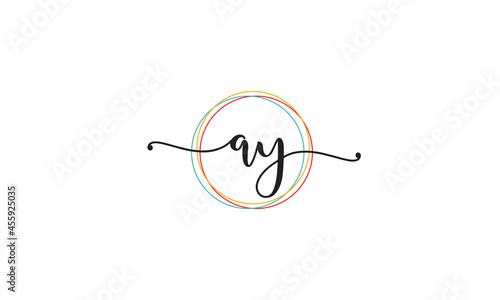 Initial A Y letter handwriting logo Design