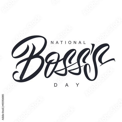 Vector illustration. Happy Boss Day vector text Calligraphic Lettering design card template. Calligraphic handmade lettering.