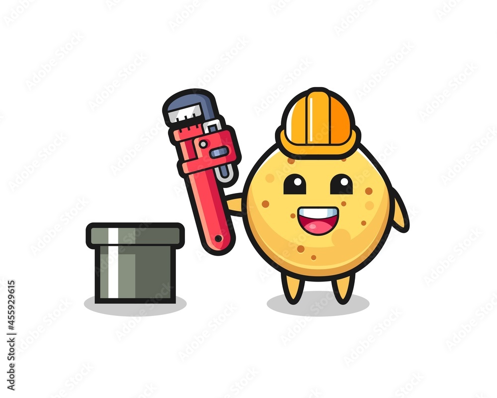 Character Illustration of potato chip as a plumber Character Illustration of potato chip as a plumber