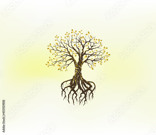 gold tree, golden tree and roots