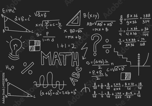 realistic math chalkboard background illustration